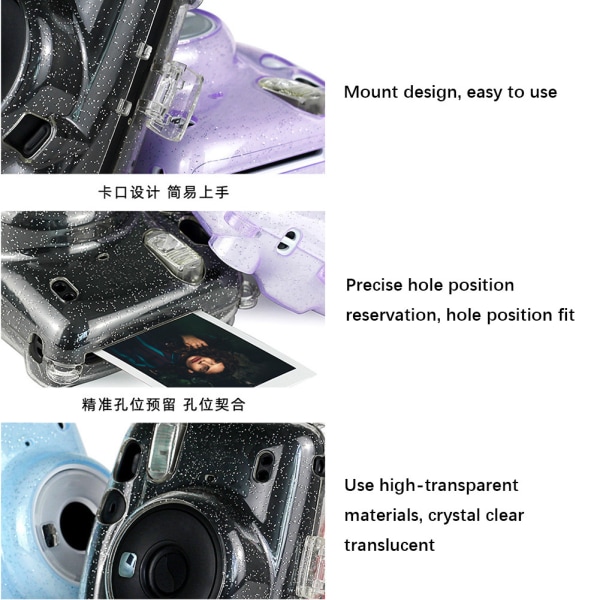PVC-kamerabeskyttelsesdeksel skall Ripesikkert antifall for Instant Camera mini11 (gjennomsiktig)