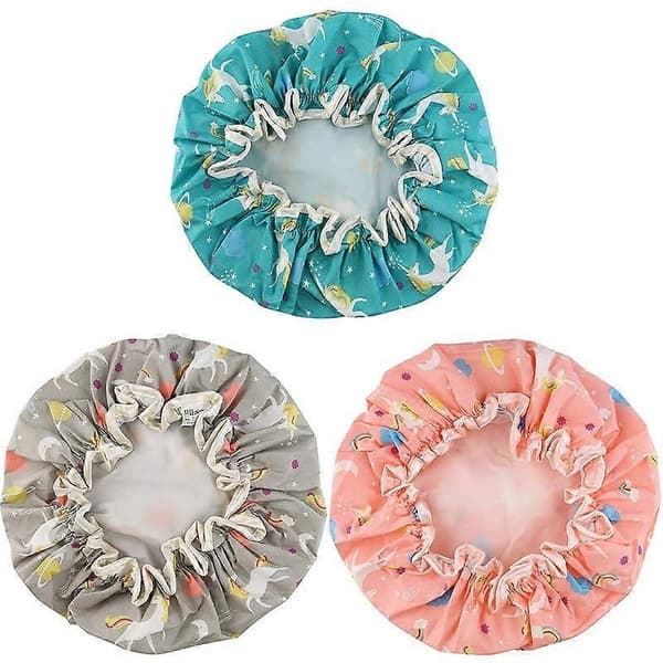 3-PACK Adjustable Double Layer Waterproof Shower Caps