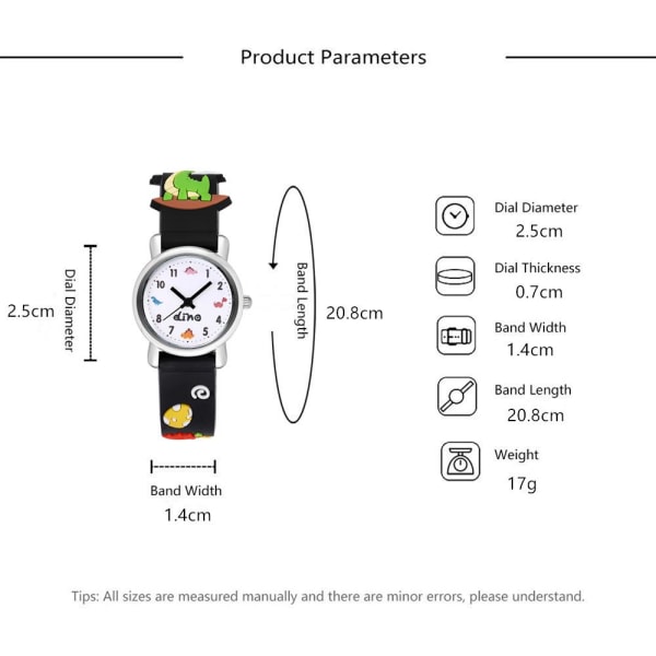 Watch(sininen, dinosaurus), lasten vedenpitävä rannekello Quartz Movement, 3D-sarjakuvasuunnittelu, digitaalinen watch 3-13-vuotiaille tytöille