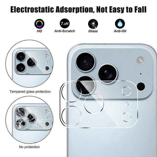 Camera Protector for iPhone 17 Pro Max, Arc Edge, Clear Tempered Glass Film