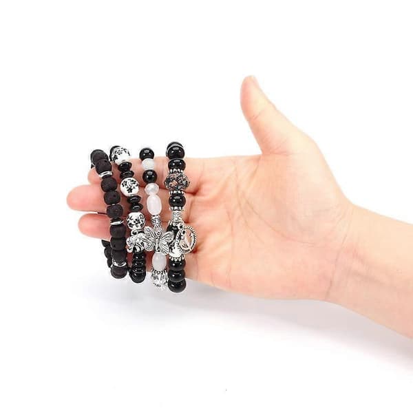 Piger Stræk Multilayer Stack Perler Farverige Perlearmbånd