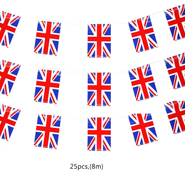 Union Triangular Vimpler 25stk Britiske Flag 70-års Jubilæum England Flag Vimpler til Dronningens Platin Jubilæum Pub Royal Fest Dekoration