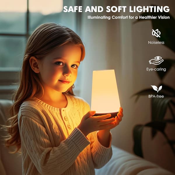 Night Light, LED Touch Bedside Lamp, Remote Control Dimmable Lamp with RGB Color Changing [Energy Class F]