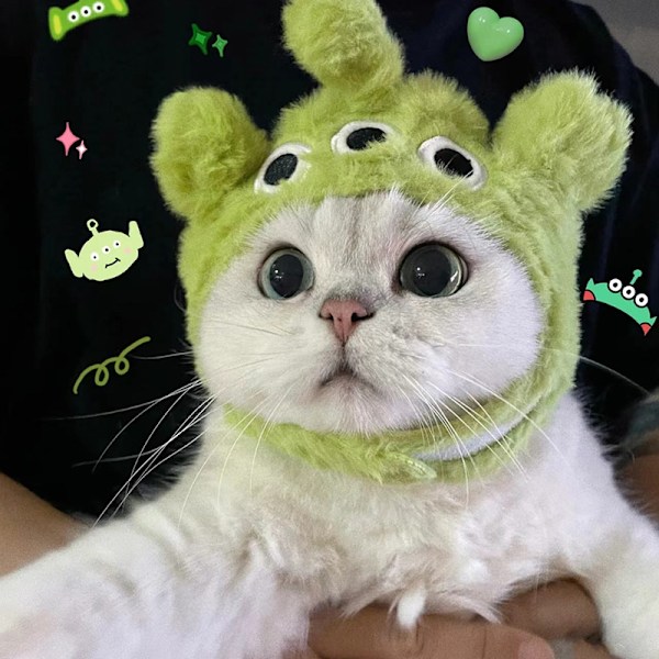Kattmössa Söt Design Justerbar Mjuk Bekväm Polyester Bärbar Husdjur Katt Hund Huvudbonad 3 Ögon
