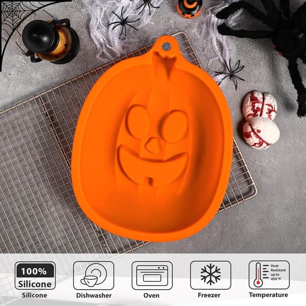 Silikoneform til bagning, 9 tommer, Halloween Jack O Lantern græskar, non-stick bageform til Halloween-kage, gelé
