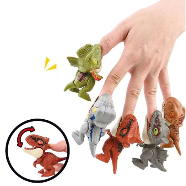 Nyhet hånddinosaur leketøysett - 4 stk bevegelig ledd, utsøkt tekstur, realistisk form, fingerbiting - ideell for barn