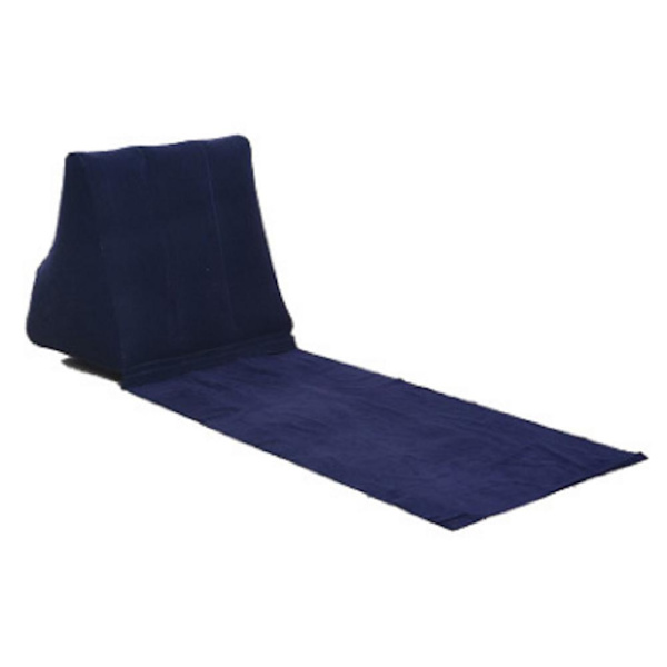 Trekantet pute strandmatte PVC flokking oppblåsbar strandstol pute sammenleggbar strandpute matte for utendørs camping strand mørk blå