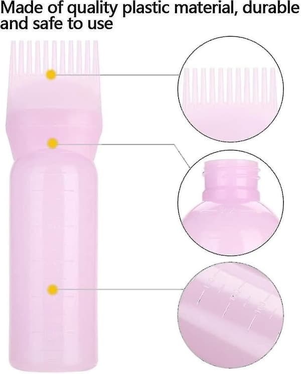 (Pink) 3-pack Applicator Bottle - Hair Dye Comb - Basic Hair Dyeing Tool - Root Applicator