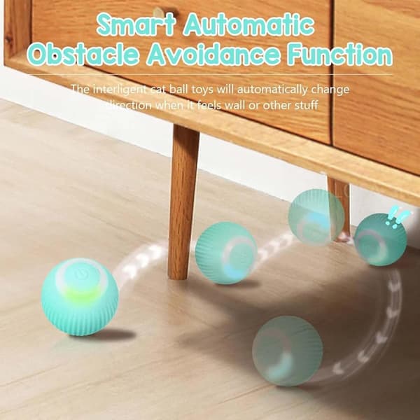 2 Pcs Cat Toy Automatic Rolling Ball, Automatic Moving Rolling Ball for Indoor Cats with USB Charging (Pink & Blue)