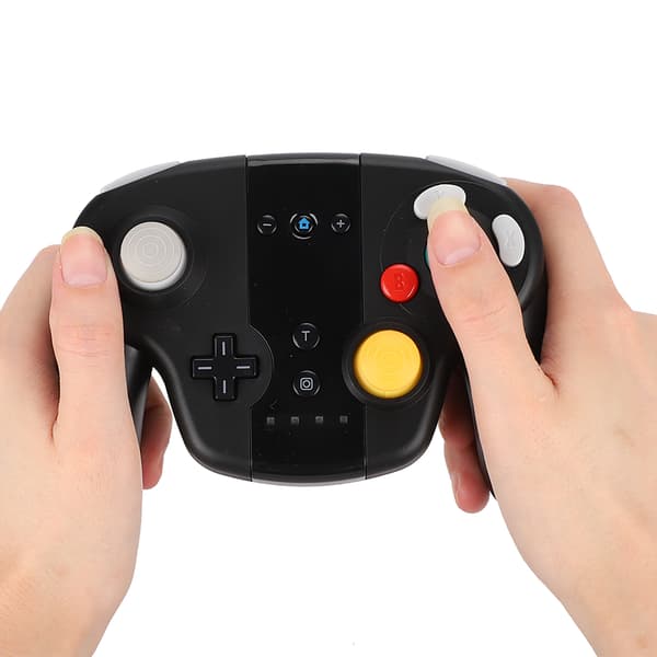 Trådløs Bluetooth-spilcontroller NFC-bevægelsessensor Dual Motor Gamepad Grip til Switch (sort farveæske)