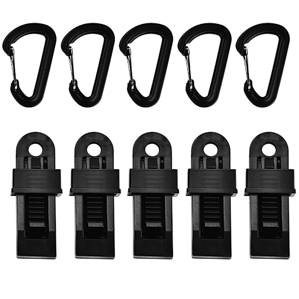 5 SetPack Tältklämma D Shape Lås Tält Markisklämma för utomhuscampingtillbehör