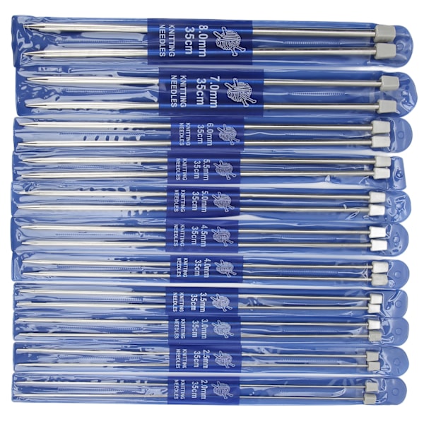 11 Par Enkelspetsiga Stickor Kit Flera Storlekar Enkelspetsiga 35cm Långa Stickor Kit för DIY Hantverk