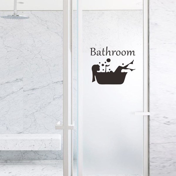 Klassisk badeværelseslogo hjemmedørklistermærke Dekorativ vægklistermærke selvklæbende