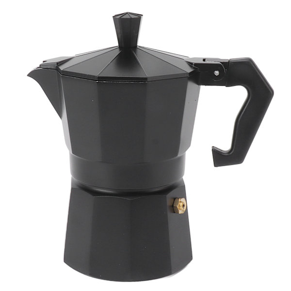 Komfur Moka Pot Italiensk Håndbrygget Kaffemaskine Aluminiumlegering Køkken DIY Tilbehør Sort 150ml