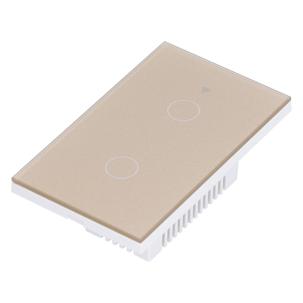 För Zigbee Tuya Fjärrkontroll Ljusströmbrytare Röststyrning 2‑Gang US Vägg Touch Switch AC 100‑240VGuld