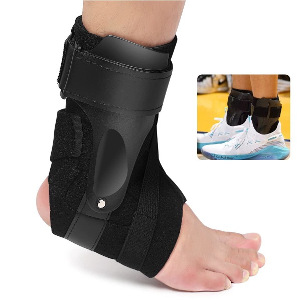 Sports Ankel Brace (M) - justerbar ankelortose med PE-plate - for ligamentforstuinger og idrettsskader