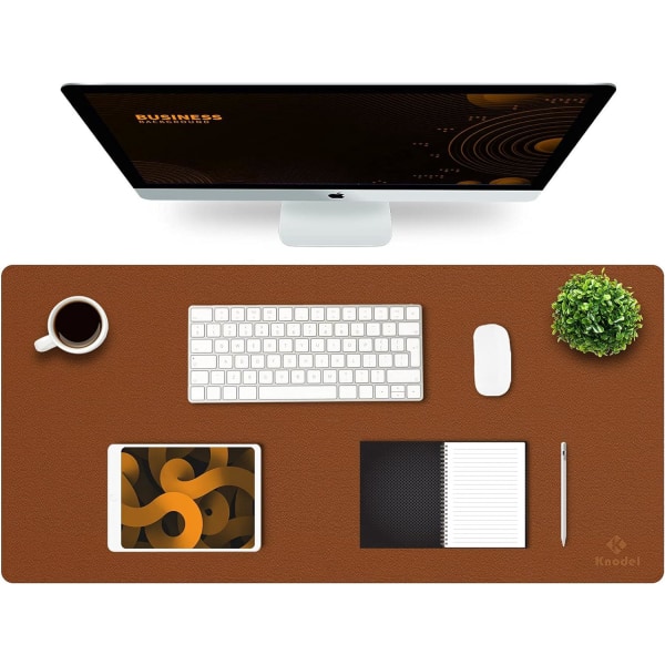 Skrivebordsmåtte, Bordmåtte 43cm x 90cm, Laptopmåtte, Skrivebordsmåtte til kontor og hjem, dobbeltsidet (brun)