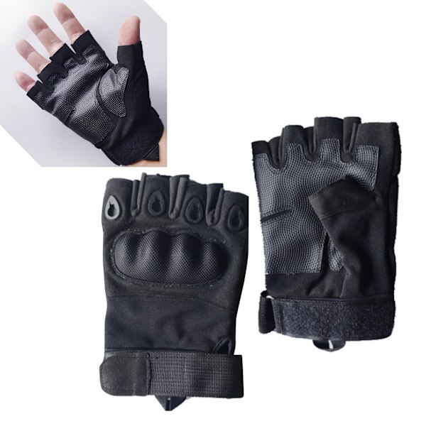 2 stk. Halvfinger Hård Knogle Handsker Åndbare Slidstærke Kamp Handsker til Vandreture L 21‑22cm / 8.3‑8.7in