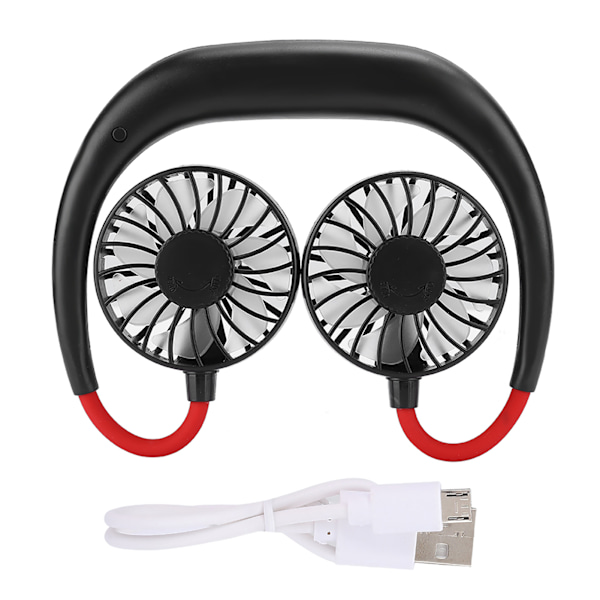 Game Sports Håndfri Ventilator USB Genopladelig Hængende Halsventilator 3 Gear Justerbar (Sort)