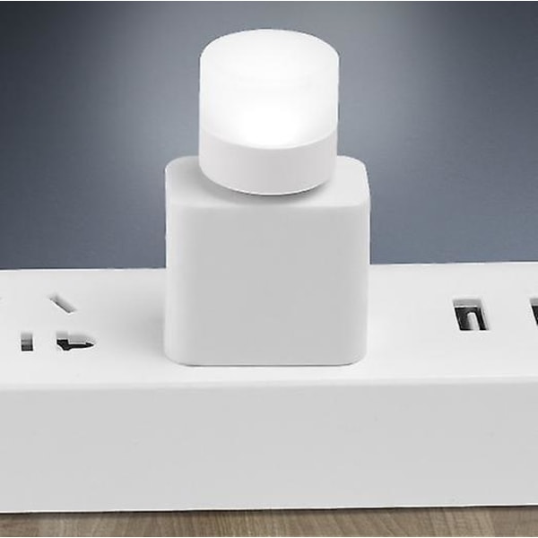 Rund vit LED-bordslampa med USB kontakt för bärbar dator - Ögonskydd - Liten läslampa med 10 vita lampor