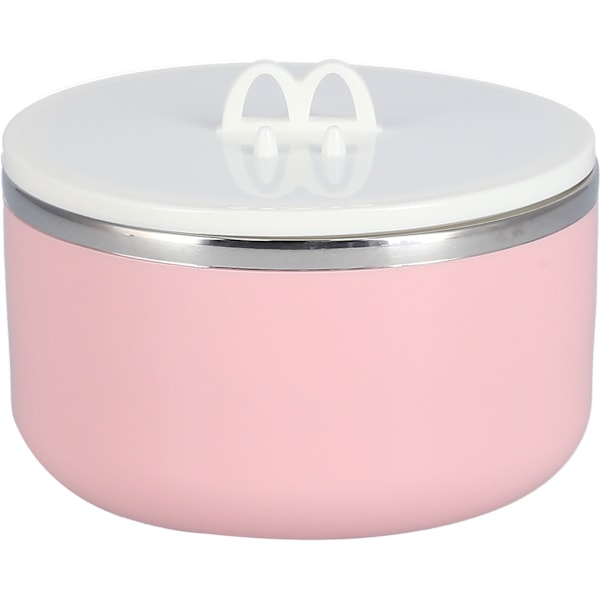 Rostfritt stål nudelsoppa skål matbehållare bärbar soppa mellanmål skål med lock (rosa bordsartiklar)