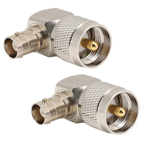 2 stk. UHF Hann PL-259 til BNC Hunn Adapter 90 Graders Koblingskonverter for Koaksialkabel