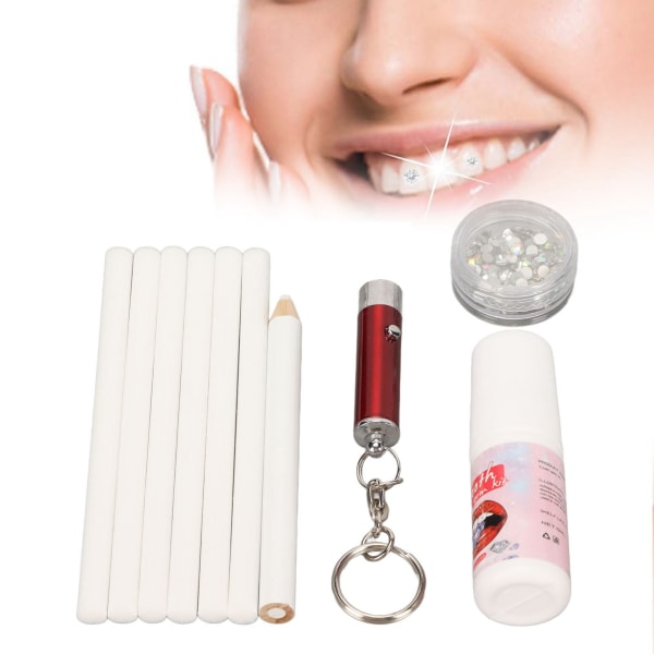 Stilfuldt gør-det-selv-tandsmykkesæt med UV-lampe - nem at fjerne, 5 ml selvklæbende harpiks