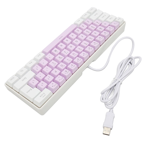 Speltangentbord USB 61 Tangenter Ergonomisk Kontrastfärg 6 RGB Bakgrundsbelysningslägen Trådbundet Tangentbord för Dator Bärbar Dator Vit Lila