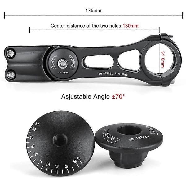 Adjustable MTB Stem 31.8mm 70 Degree 90/110/130/145mm Bicycle Stem Riser