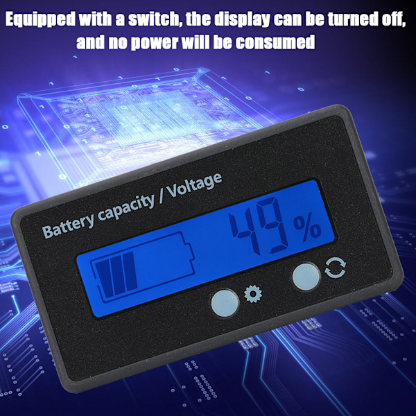 GY-6GS PCB HTN Vandtæt Batterikapacitetsmonitor Indikator LCD Display 12-84V Blå