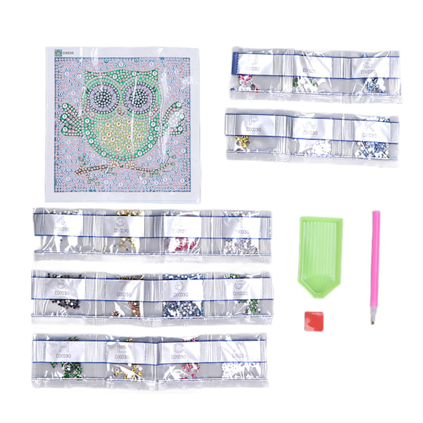 Timanttimaalaussarja Sarjakuva Pöllökuvio Kiiltävä Hieno 5D Teräväpiirtotulostus DIY Maalaustaide 17x17cm