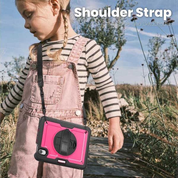 Case with Stand for iPad mini (2024)/(2021) PC+TPE Tablet Protection with Hand Strap and Shoulder Strap