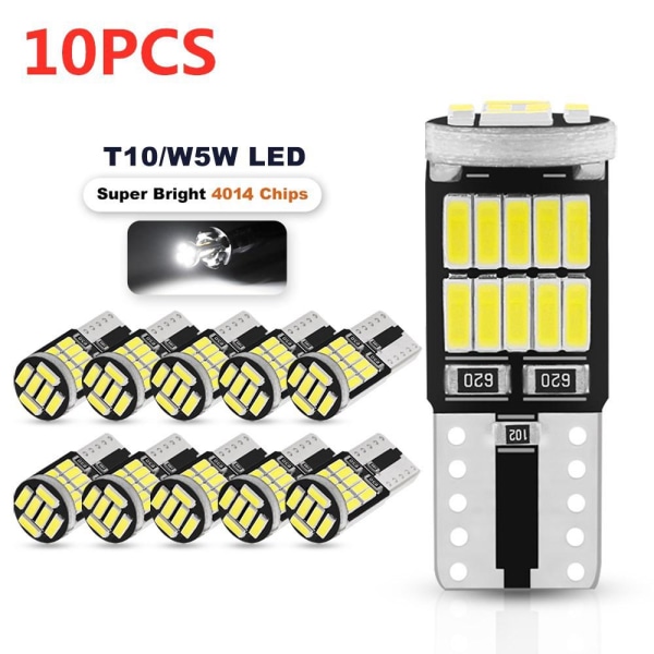 10 vitljusavkodningslampor T10-4014-26smd superljusstarka LED bred bredd glödlampa registreringsskylt ljus läslampa