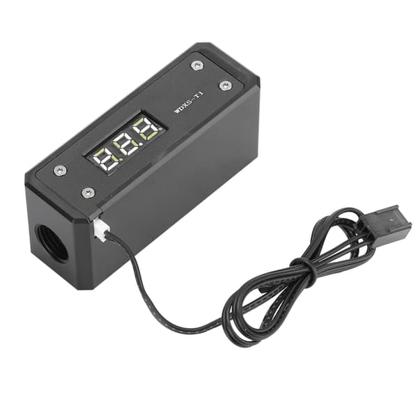 Vandkøling Digitalt Termometer G1/4 Sort Panel Rød Blå Grøn Hvid Display (Sort Panel Hvid Display)