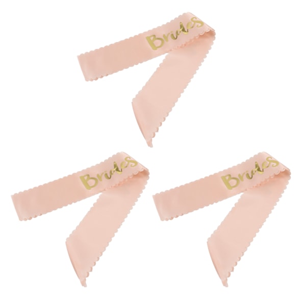 3 stk. Bride to Be Skærf Pink Dobbelt Sidet Satin Stof Elegant Komfortabel Berøring Blankt Skriftdesign Bryllupstilbehør