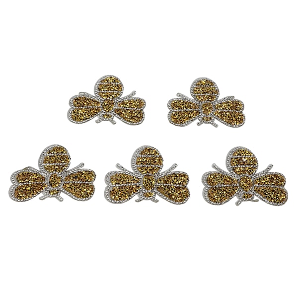 5 stk. Små Bi-Rhinestone-Merker, Skjuler Skavanker og Skader, Søt Form, Gule Dyr, Rhinestone-Applikasjoner for DIY-Håndverk