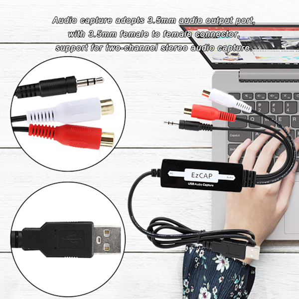 USB Ljudinspelningskort Högkvalitativ Stereo Acquisition Card Med 3.5mm Ljudgränssnitt