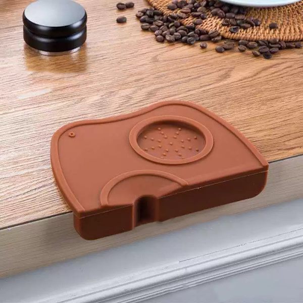 Kaffe Press Pad Fødevarekvalitet Silikone Lugtfri Dobbelt Rille Kaffe Tamper Måtte til Hjem Cafe Brun M 17.5x12.5x0.6/6.9x4.9x0.24in