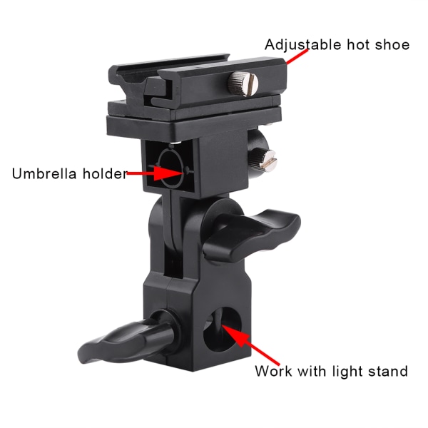 Sort Hot Shoe Flash Paraply Holder Lys Stand Brakett For Photo Video Photography