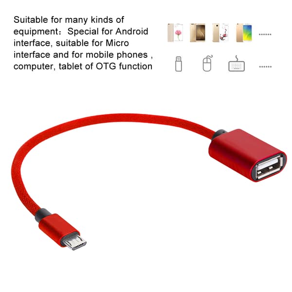 Type-C OTG -datakaapeli USB-sovitin OTG-sovitinmuunnin Micro USB -kaapelit AUX-äänikaapelisovitin Androidille, punainen