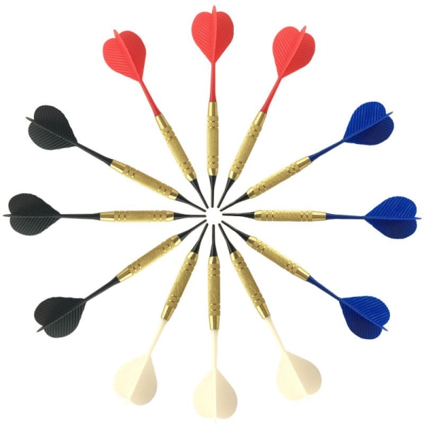 Dartpiler i plast, 12 pakke elektroniske darttavler inkluderer 100 fargede dartspisser og fjær og stilk i ett stykke