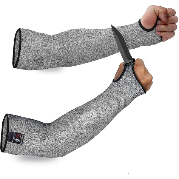 Leikkauttamattomat käsivarsihihat, 1 pari, viiltoa kestävät käsivarsisuojat, raskaaseen käyttöön purentamattomat käsivarsien suojat, harmaa, 40 cm