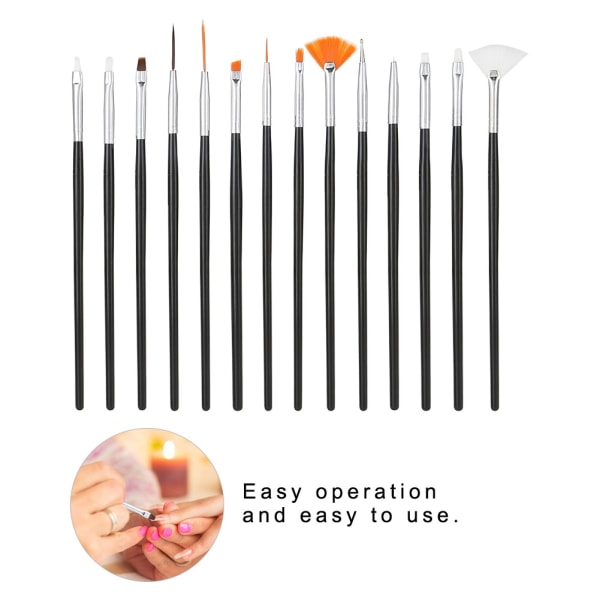 15 stk DIY Nail Art Manicure Pen Tool Kit Dotting Line Drawing Painting Brush Set