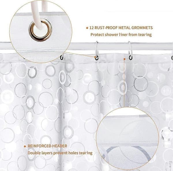 Mould Resistant 3D Clear Waterproof Shower Curtain