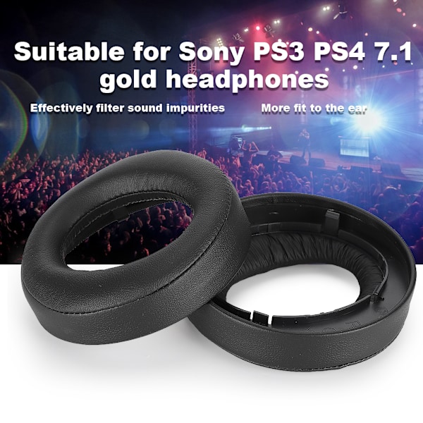 Mjukt och Bekvämt Öronkuddsskydd i Memory Foam för Sony PS3 PS4 7.1 Guld Hörlurar Svart