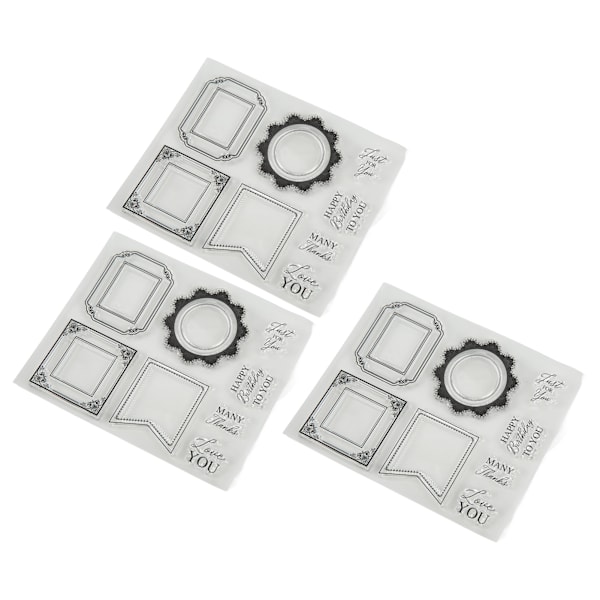 3 stk. Klare Stempler TPR Materiale Transparent Utseende DIY Laging Holdbar Gjenbrukbar Preging Kortlaging Verktøy