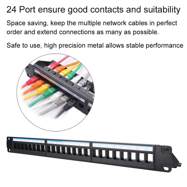 19 tommer 24 Port Monterbar Data Patch Panel CAT6 Netværkskabel Rack (Inkluderer ikke moduler)