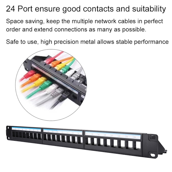 19-tommers 24-porters monterbar data patch panel CAT6 nettverkskabel rack (moduler ikke inkludert)