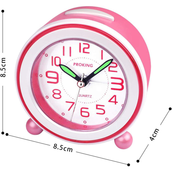Klassinen herätyskello Lasten herätyskellot Analogiset herätyskellot Hiljaiset herätyskellot Käsillä Yövalo pojille Tytöille ja vauvoille (vaaleanpunainen)
