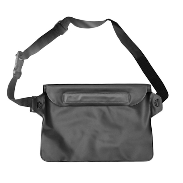 Midjeväska Vattentät PVC 22x22cm Stor kapacitet Justerbar remsnodd midjeväska för simning Svart